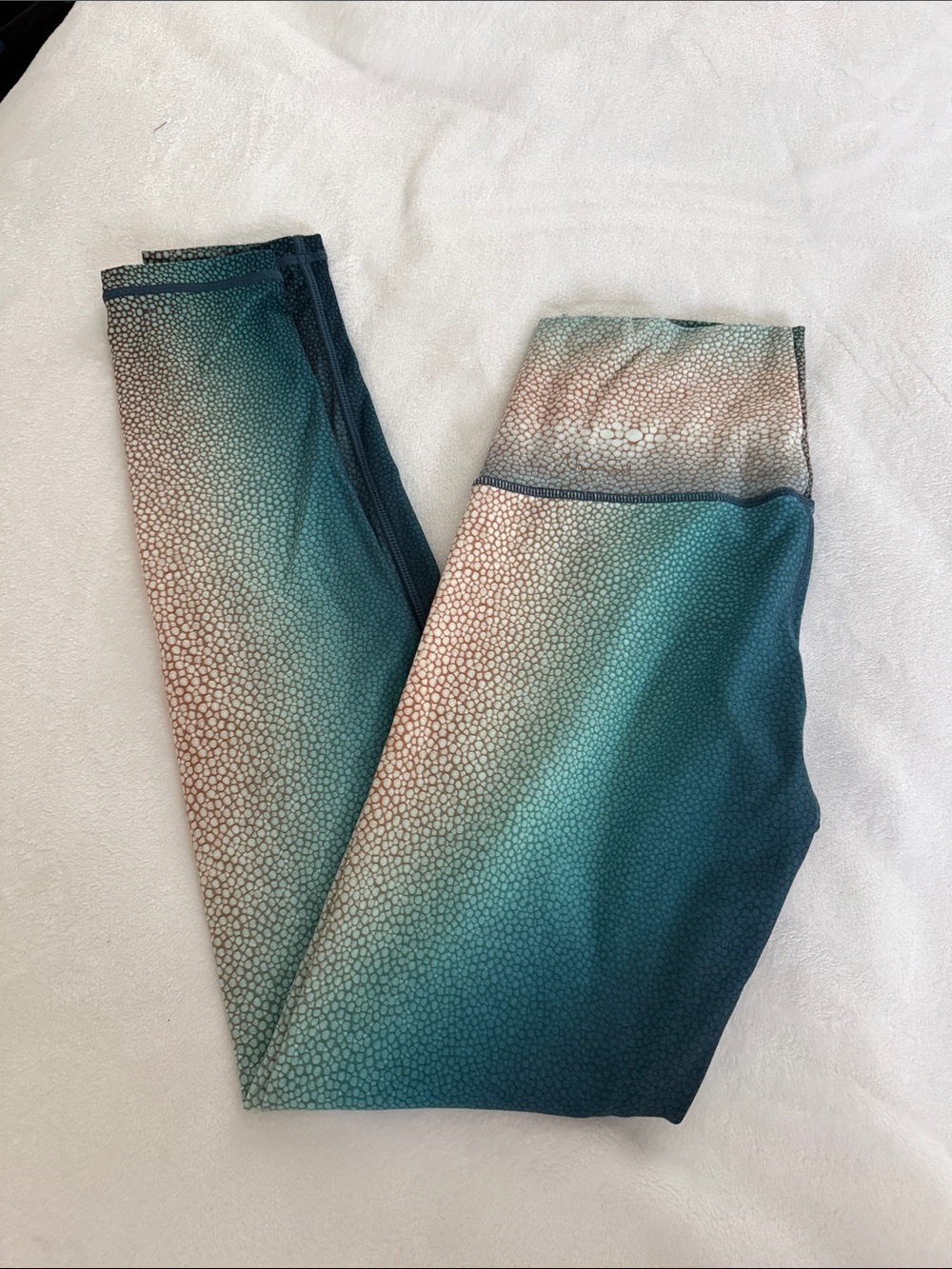 Niyama Sol Teal Gradient Active Leggings with Beige Accents